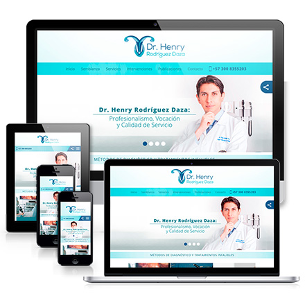 Versiones responsive de sitio de Dr. Henry Rodríguez, ginecólogo Bogotá